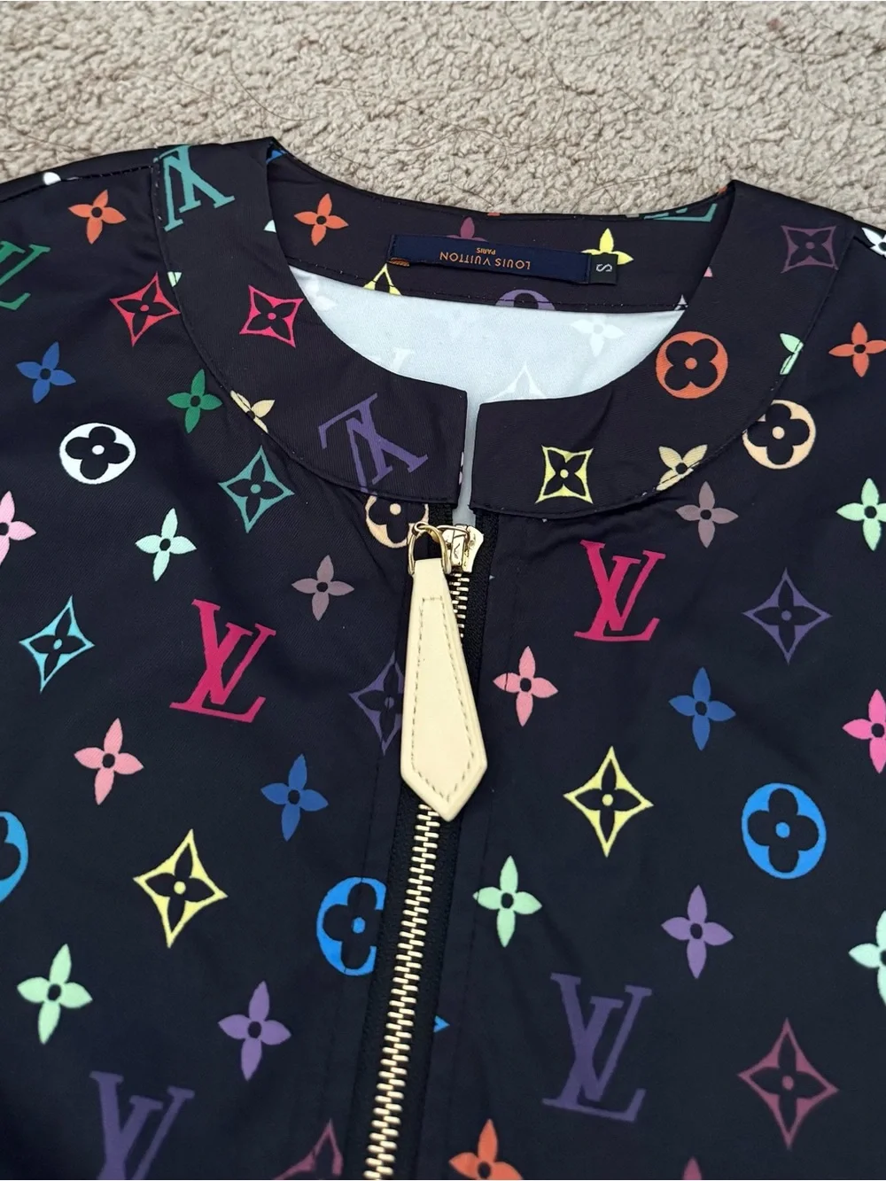 Black Multicolor Logo Zip-Front Dress